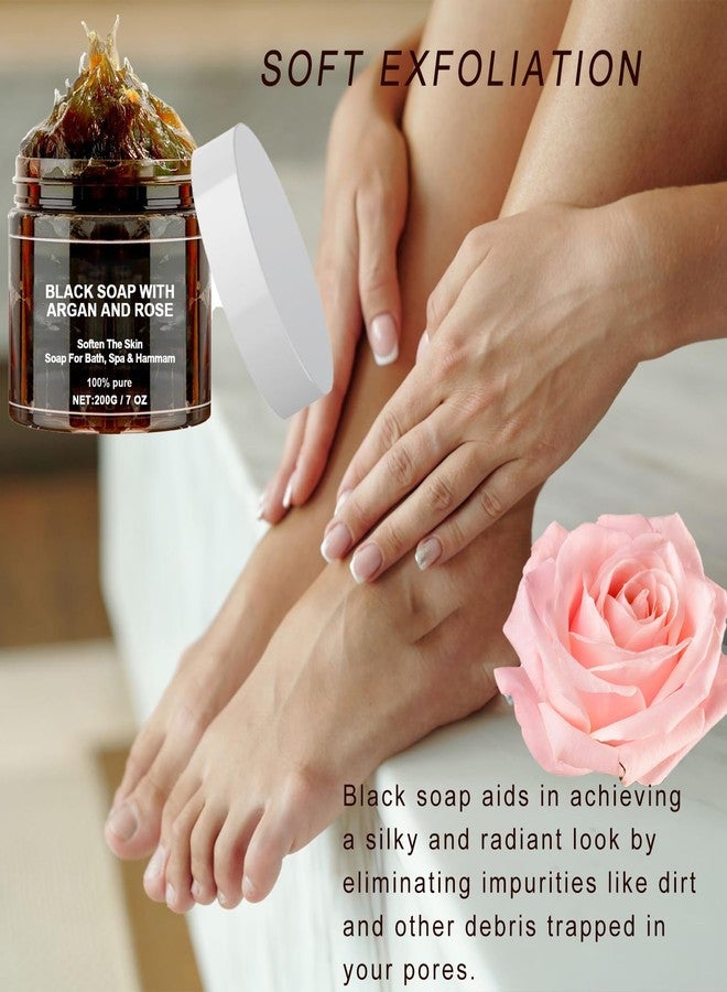 Grospe Morocco Black Soap with Argan & Rose, Exfoliating Moroccan Black Soap Hammam, Morocco Blacks Beldi Soaps, Zawina Beldi Soaps 7.Oz - Image 5